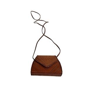 vintage Moroccan Handmade Tooled Brown GENUINE LEATHER Crossbody